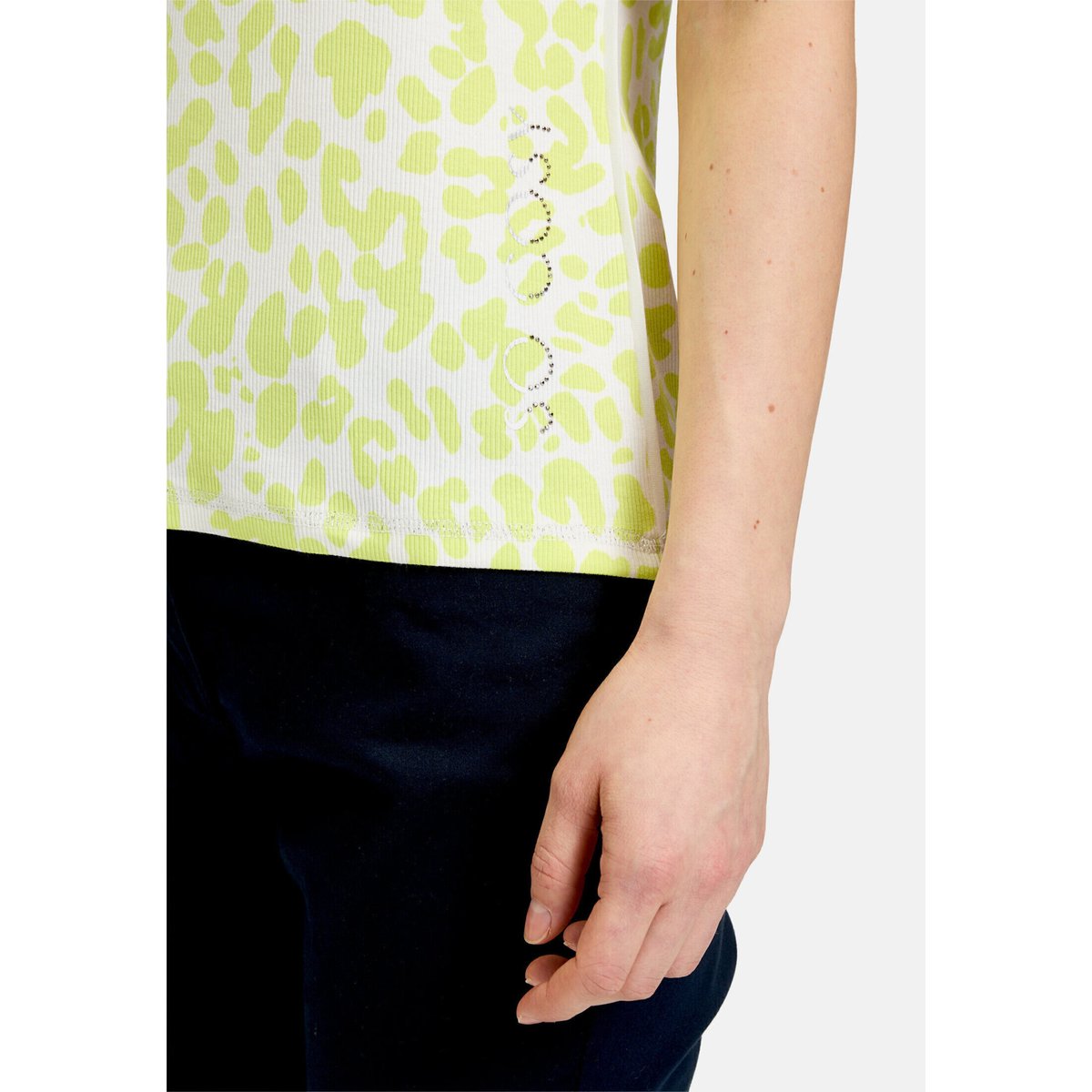 T-shirt basique de texture côtelée cream/green, BETTY BARCLAY