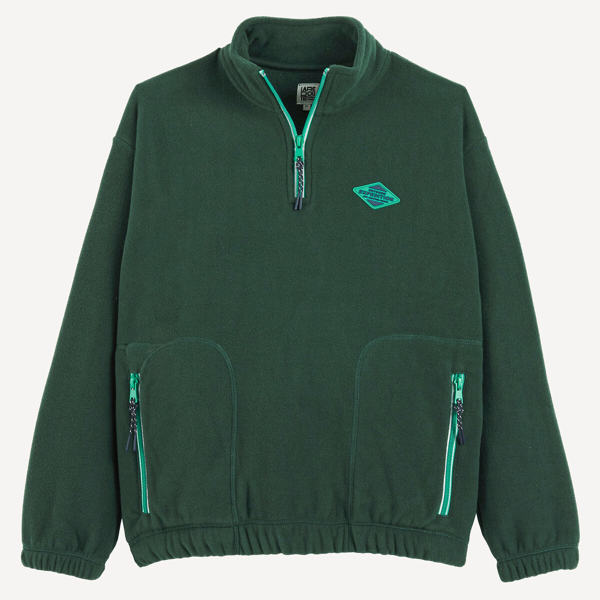 Sweat avec col camionneur zippé, en polaire vert, LA REDOUTE COLLECTIONS