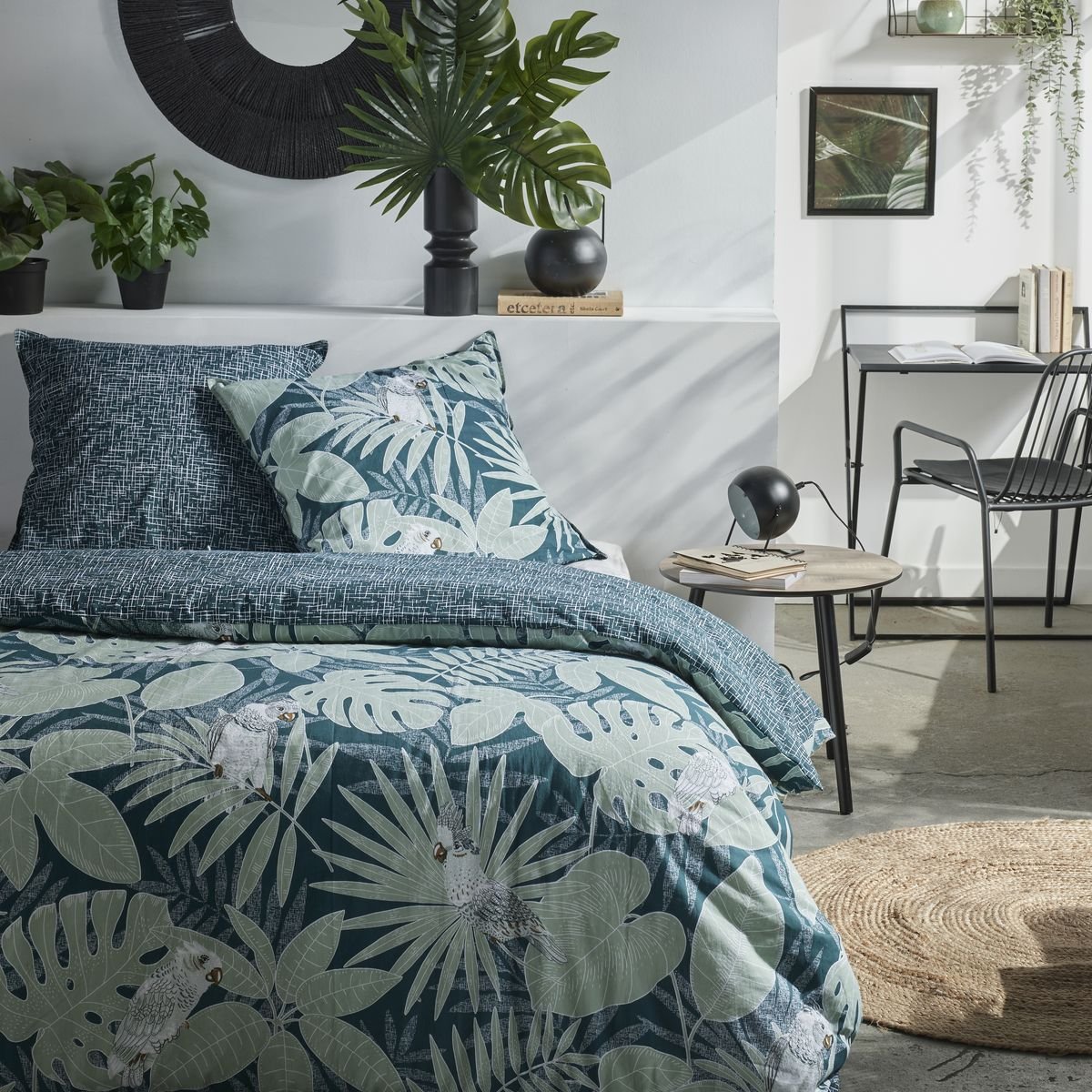 Parure de lit zippée imprimé Floral coton MAWIRA ALBA bleu, TODAY