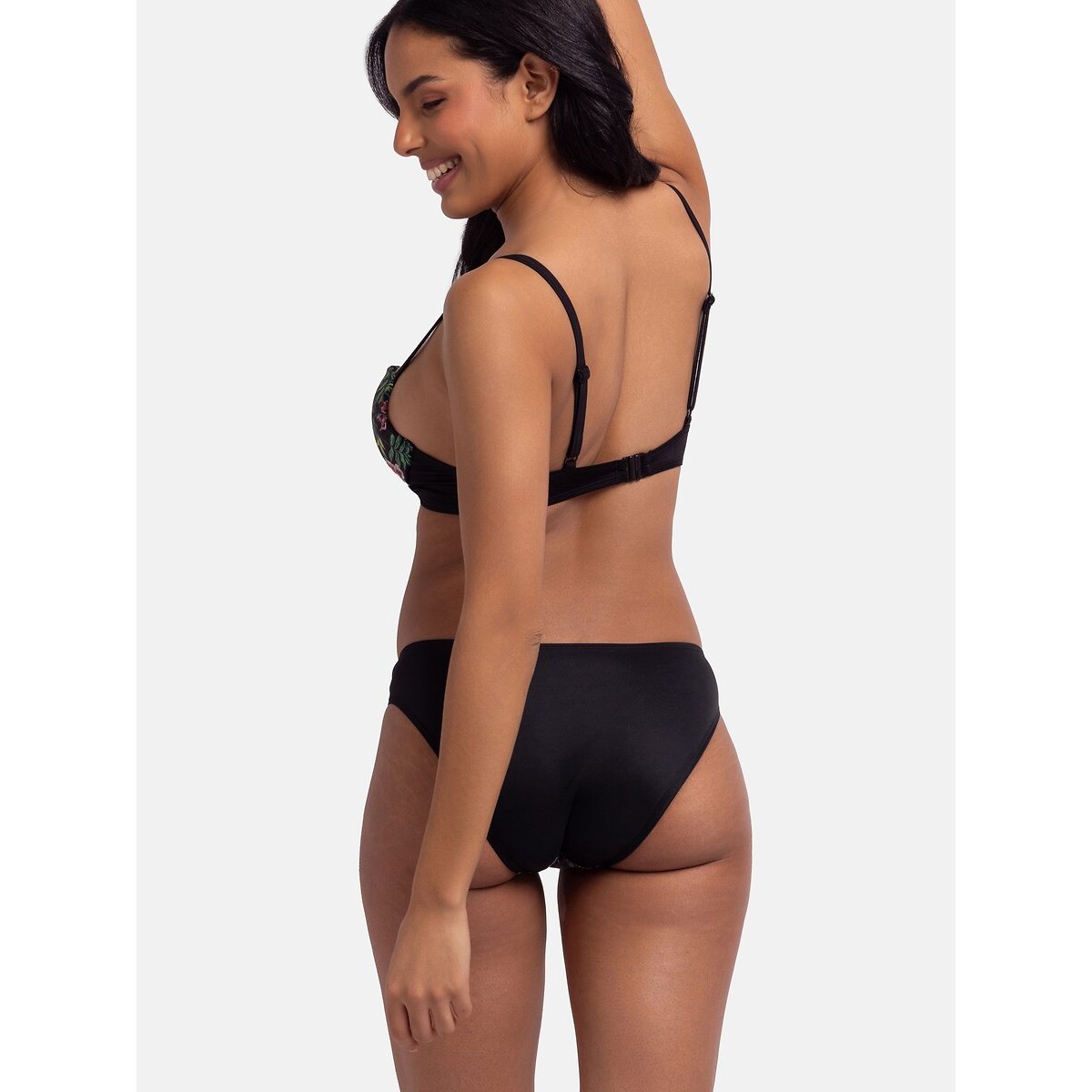 Mandika Bikini Top black floral print, DORINA