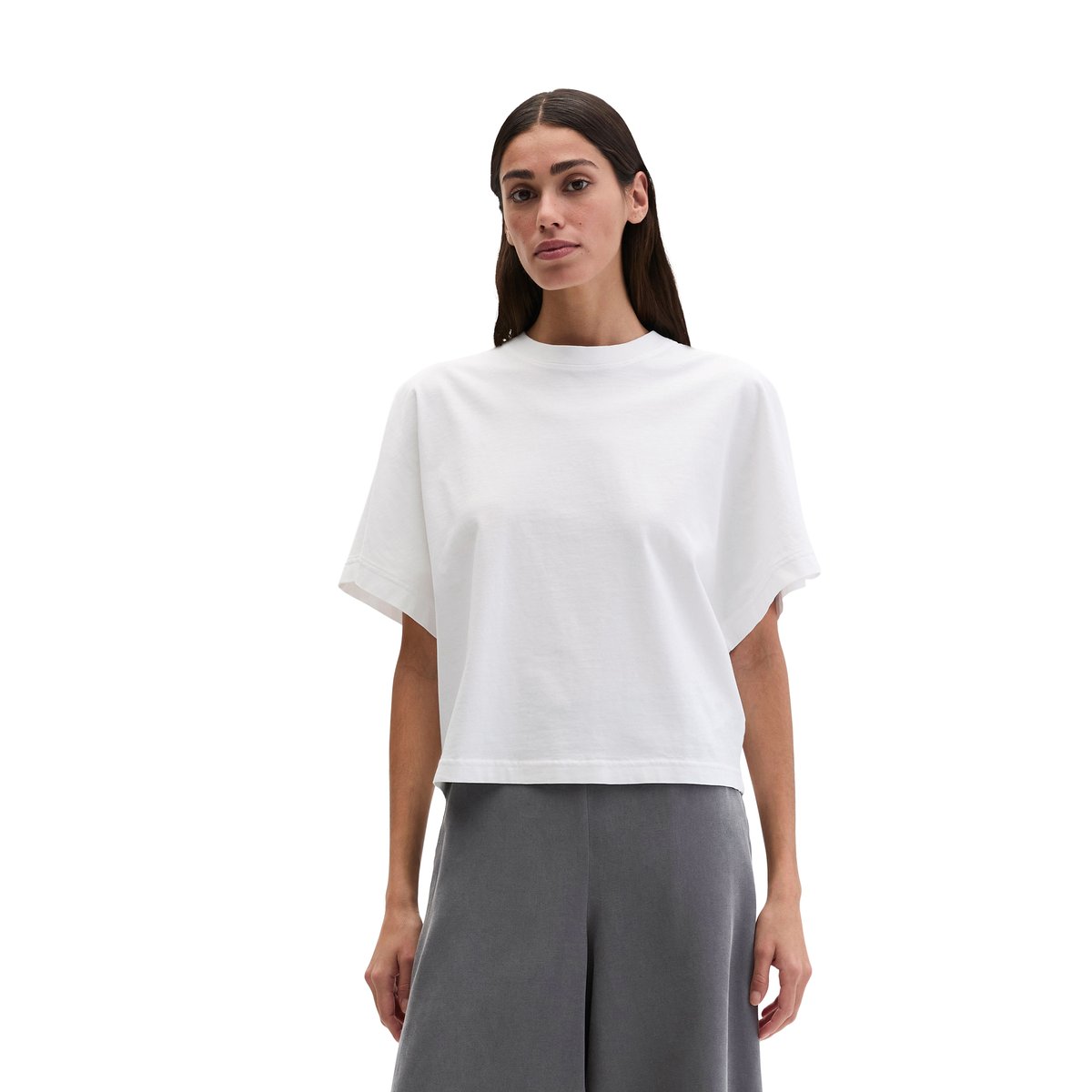 T-shirt loose en coton bio régénéré blanc, MARC O'POLO