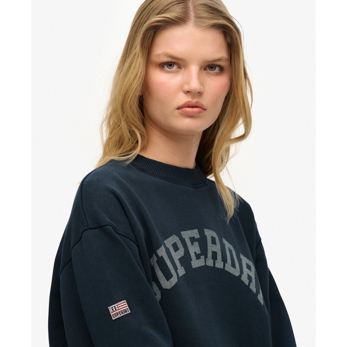 Sweat ample à col rond Athletic Essentials bleu marine éclipse, SUPERDRY