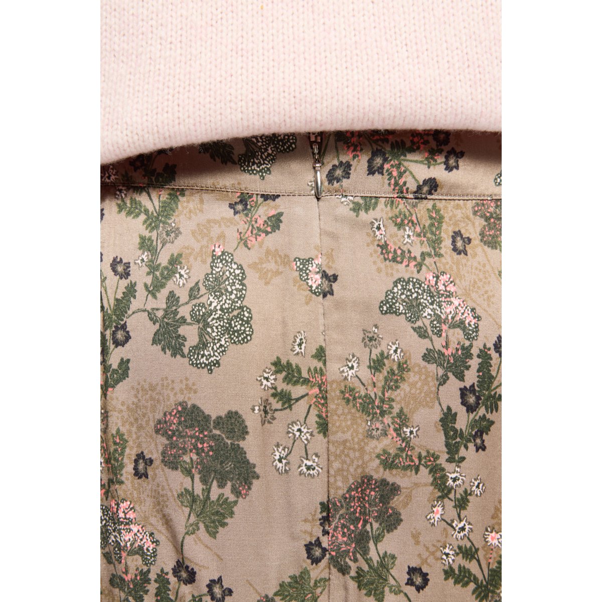 Jupe imprimée en cupro KATELL gypsophile marron poudré, TERRE & MER