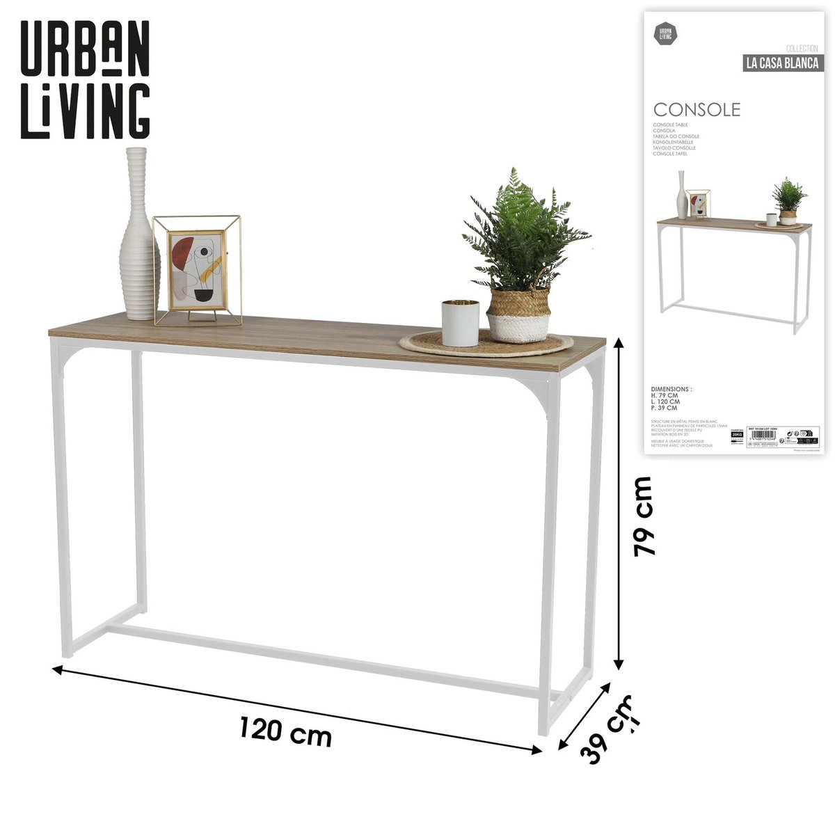 Console avec structure en métal design industriel CASA BLANCA beige, TOILINUX