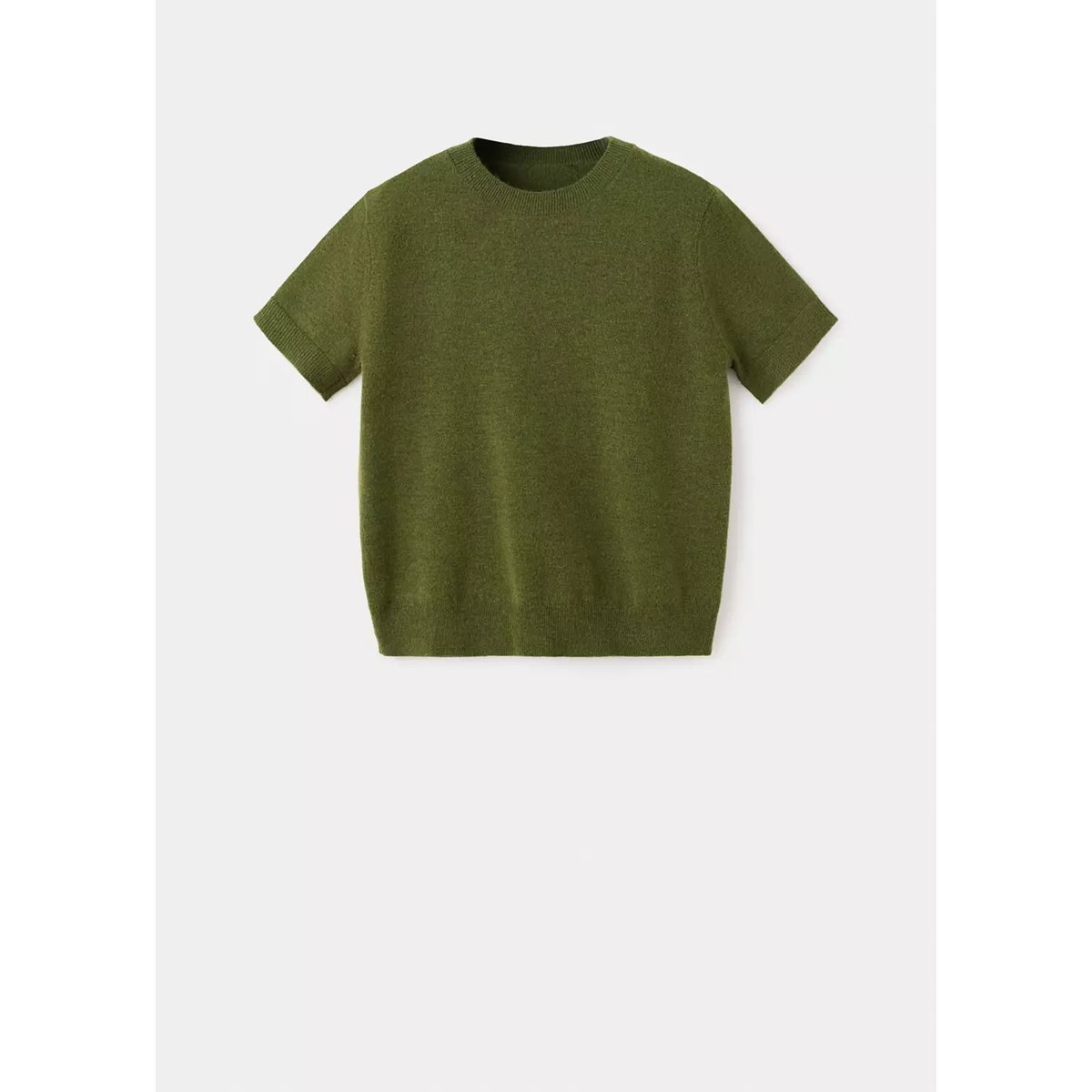 Pull en maille à manches courtes vert, MANGO