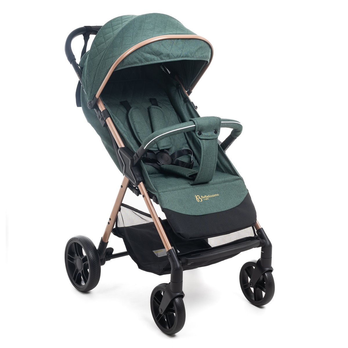 Poussette Bébé Canne Ultra Compacte – Légère – Pliage à Une Main – Noix - vert couleur unique, BEBELISSIMO J'AIME