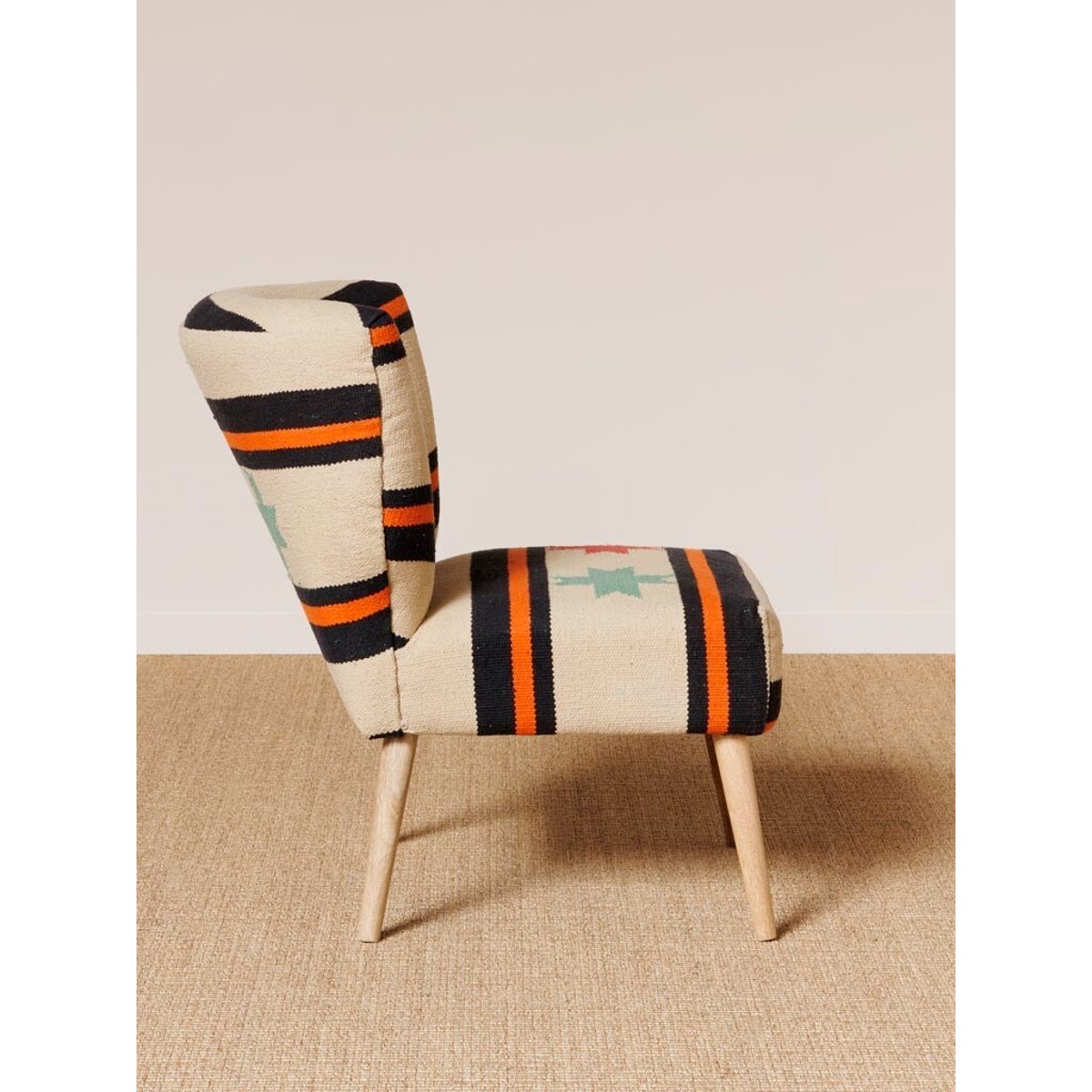 Fauteuil en tissu multicolore CRUZ beige, CHEHOMA