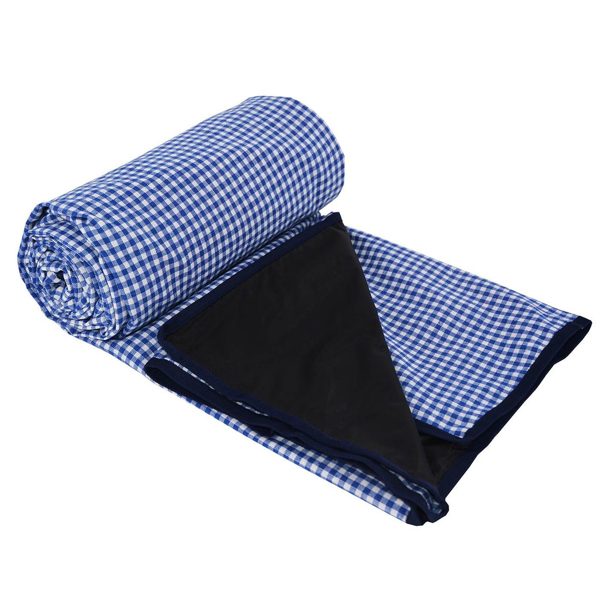 Nappe pique-nique à revers imperméable bleu et blanc, LES JARDINS DE LA COMTESSE
