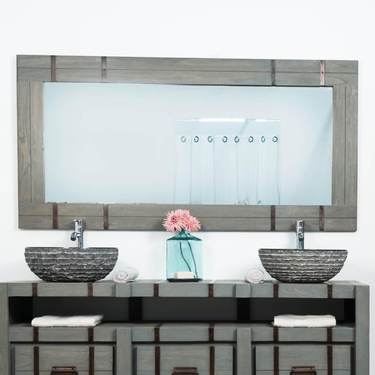 Grand miroir de rectangle 160x80 LOFT gris, WANDA COLLECTION