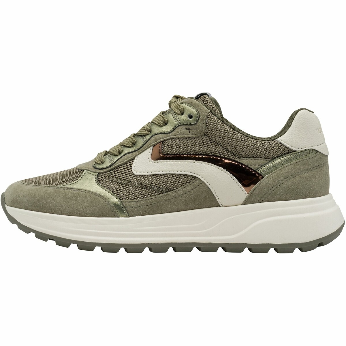 Mixed-Material Trainers olive, TAMARIS