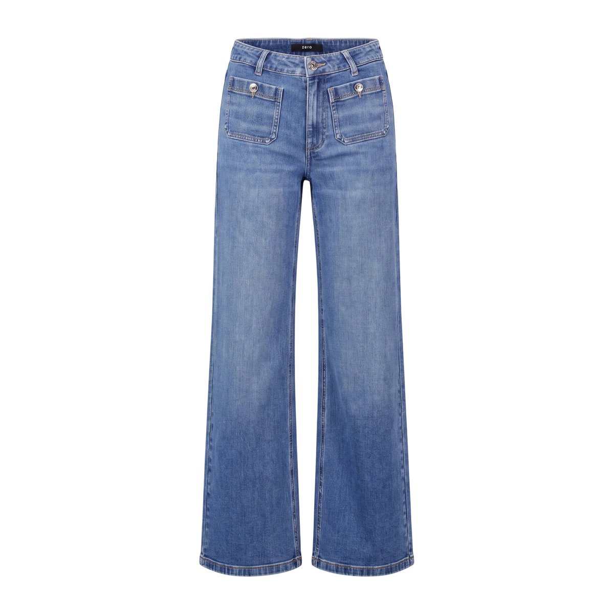 Basic-Jeans basique à poches plaquées middle blue denim, ZERO