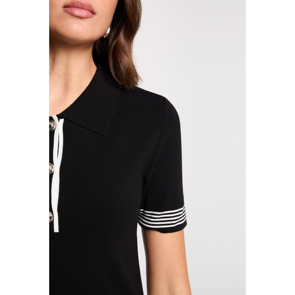 Robe courte col polo noir, MORGAN