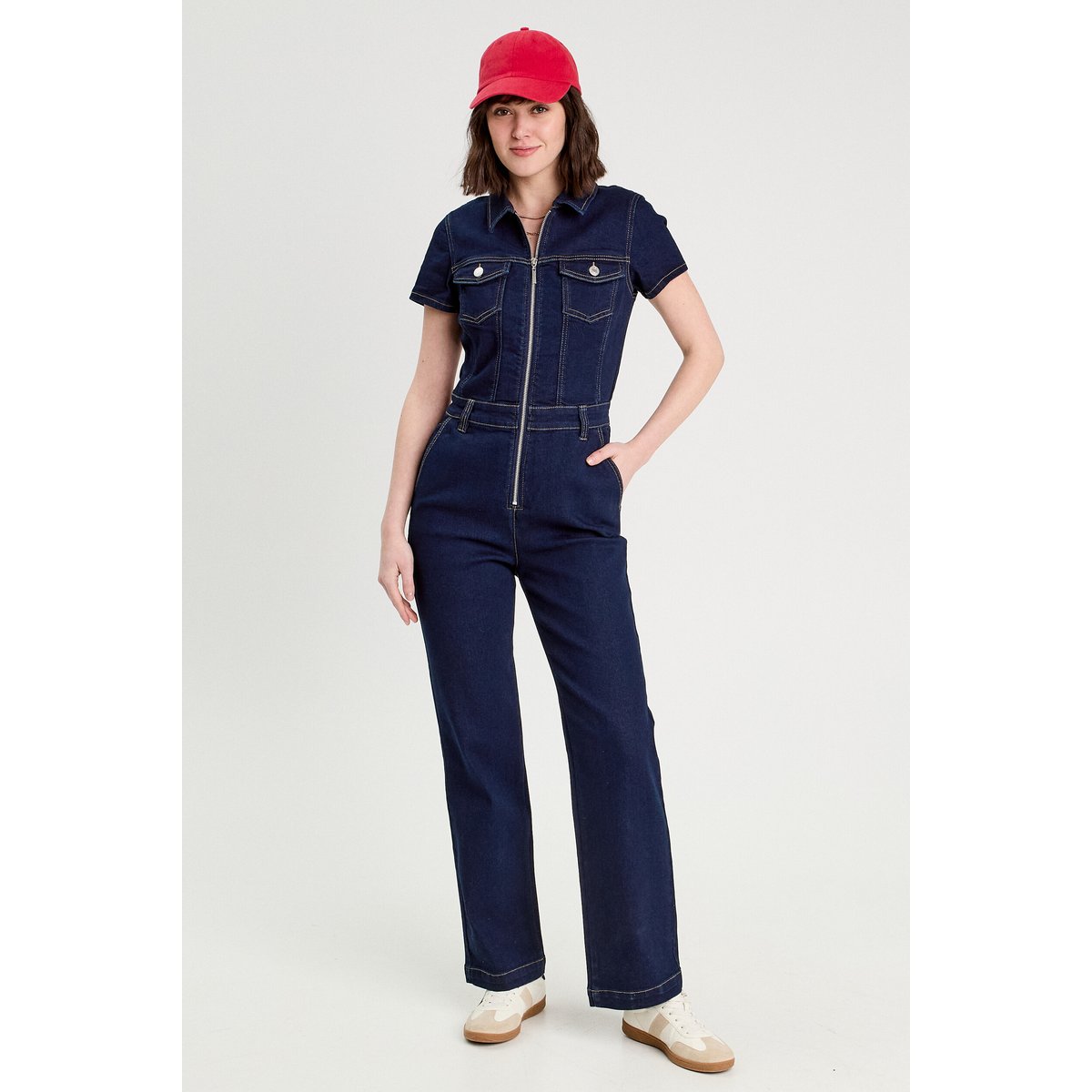 Combinaison pantalon en jean denim brut, CACHE CACHE