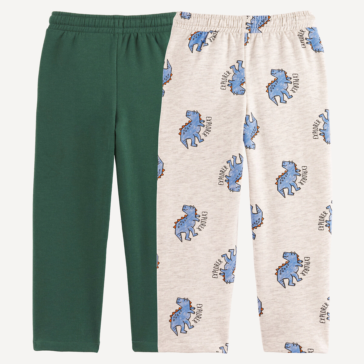 2er-Pack Joggpants aus Sweatware bedruckt + grün, LA REDOUTE COLLECTIONS