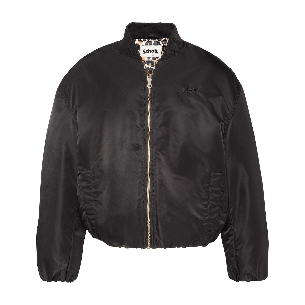 Blouson bomber AIR LISE dioublure léopard noir, SCHOTT