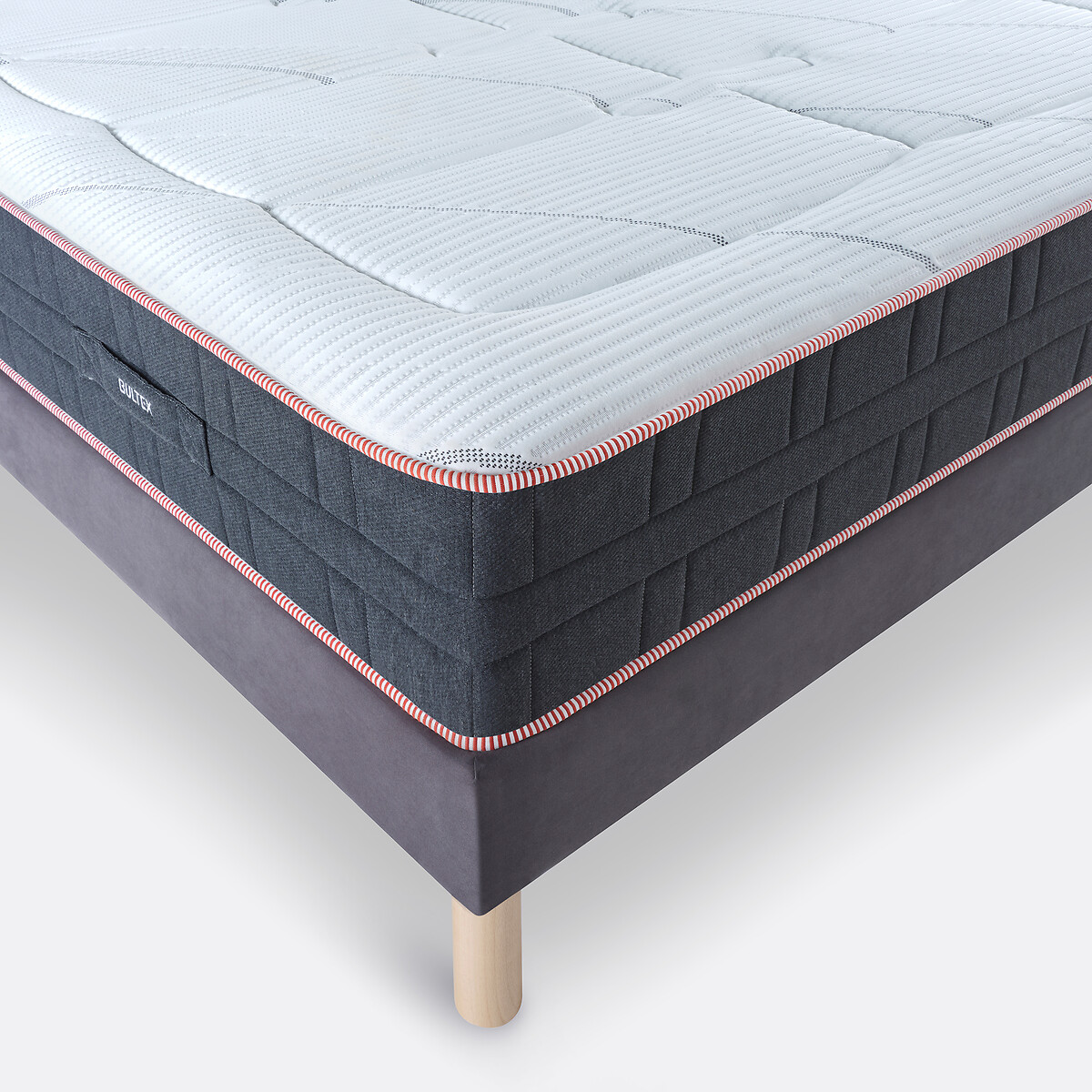 Materasso ibrido a molle e schiuma, Triomphal bianco/grigio chiné, BULTEX