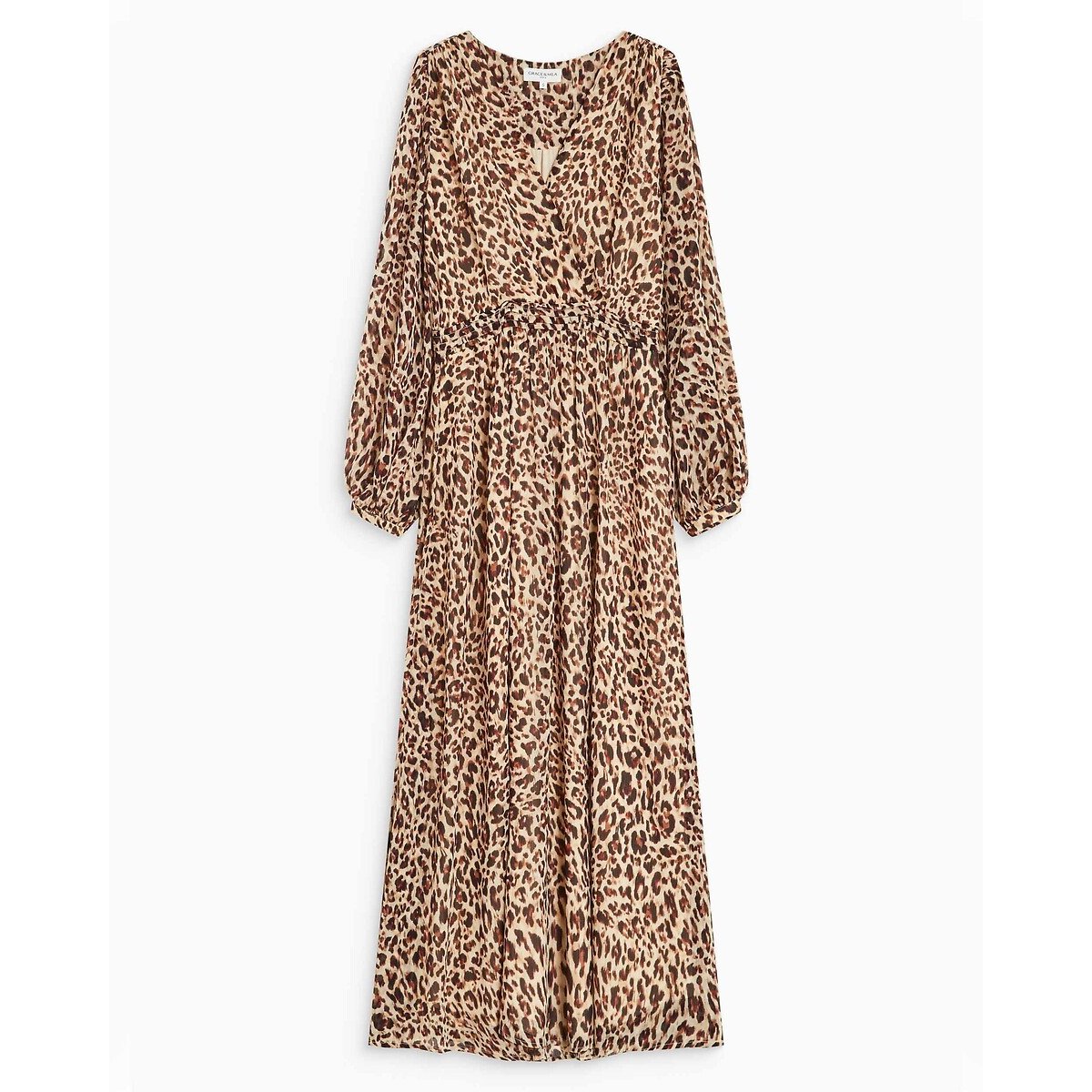 Abito lungo con stampa leopardata, ALICE fantasia leopardata, GRACE & MILA