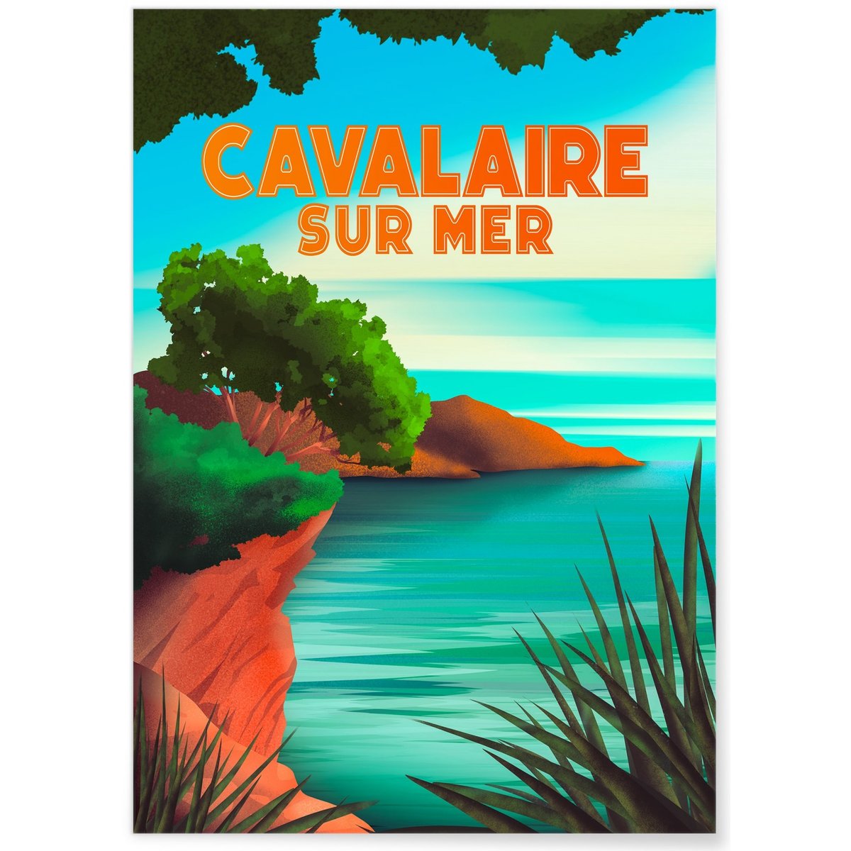 Affiche ville Cavalaire-sur-Mer blanc, L'AFFICHERIE