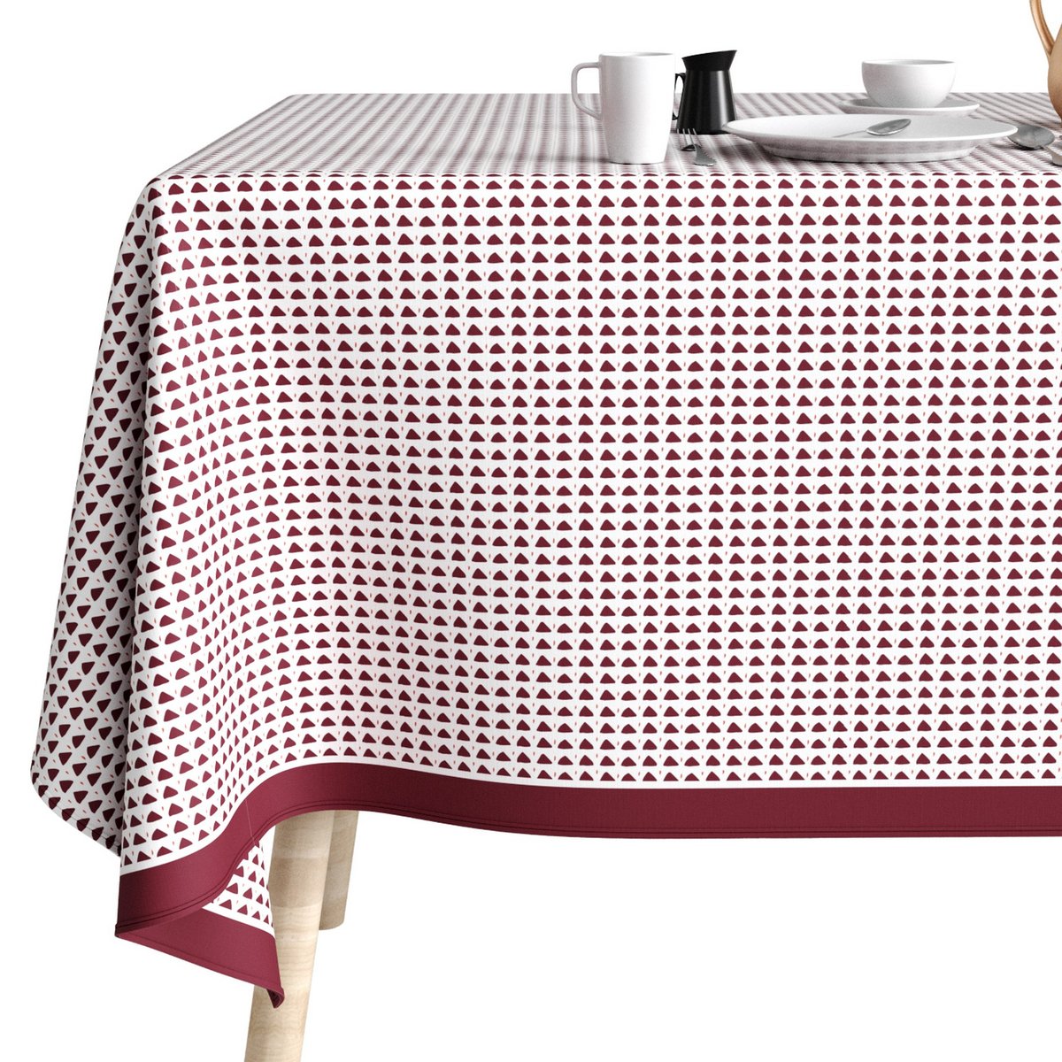 Nappe rectangulaire anti tache Coton Tilak Aubergine blanc, EDEN