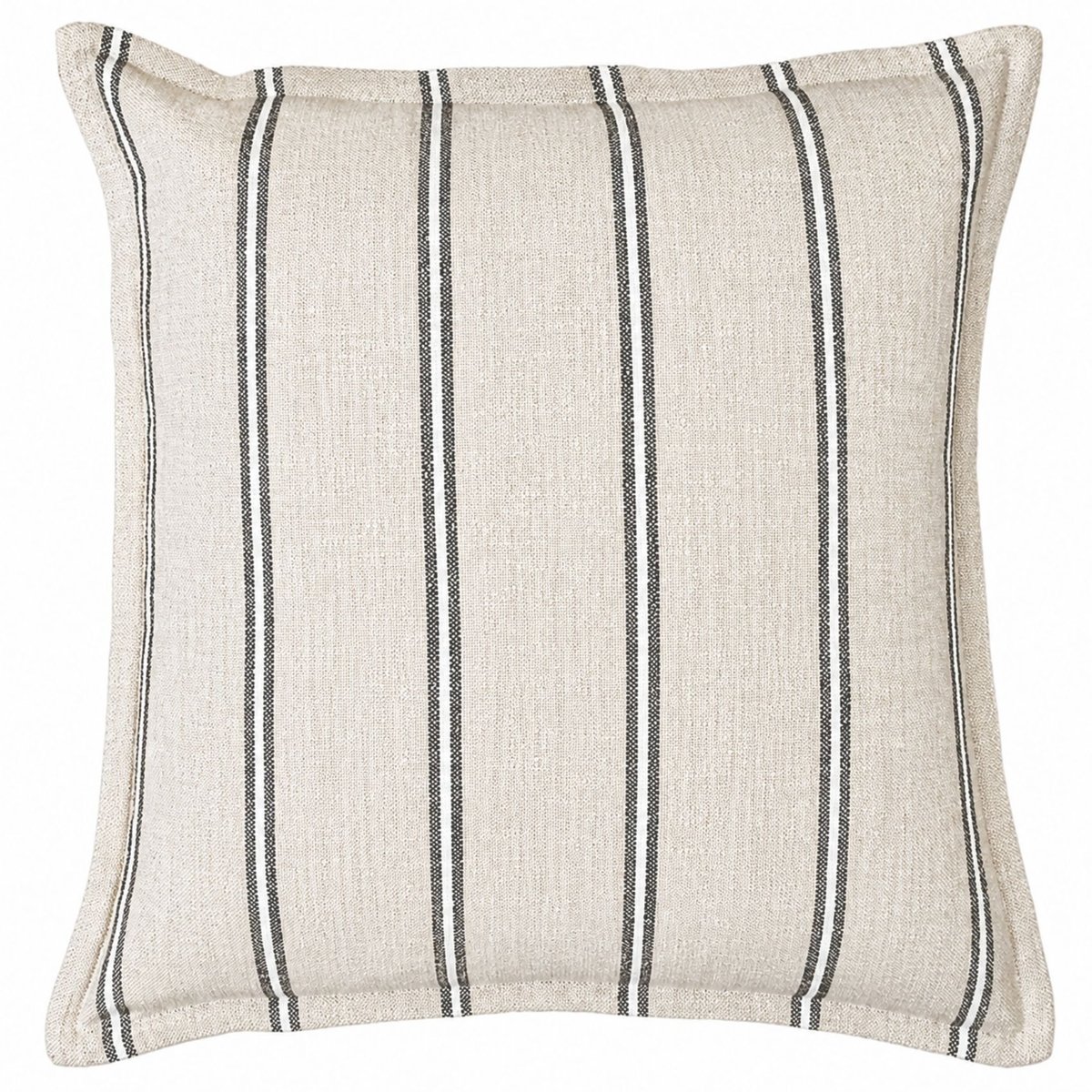 Housse de coussin 100% coton rayures rustiques LOURMARIN - QABANE beige, HOME MAISON