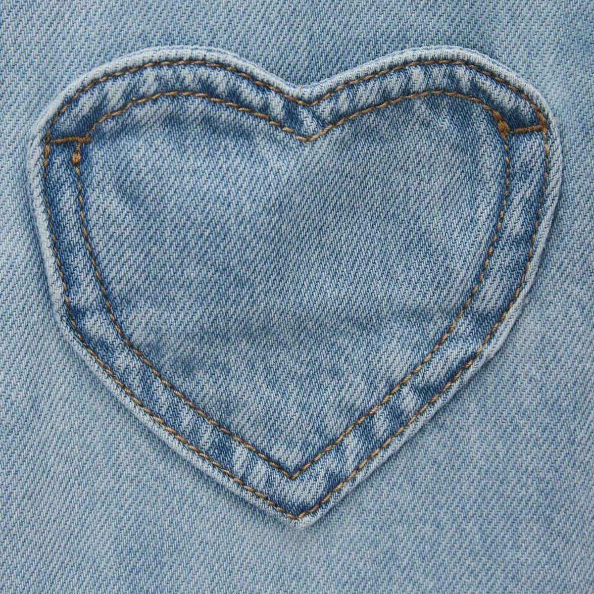 Jean uni poche coeur en coton light blue stone, MONOPRIX