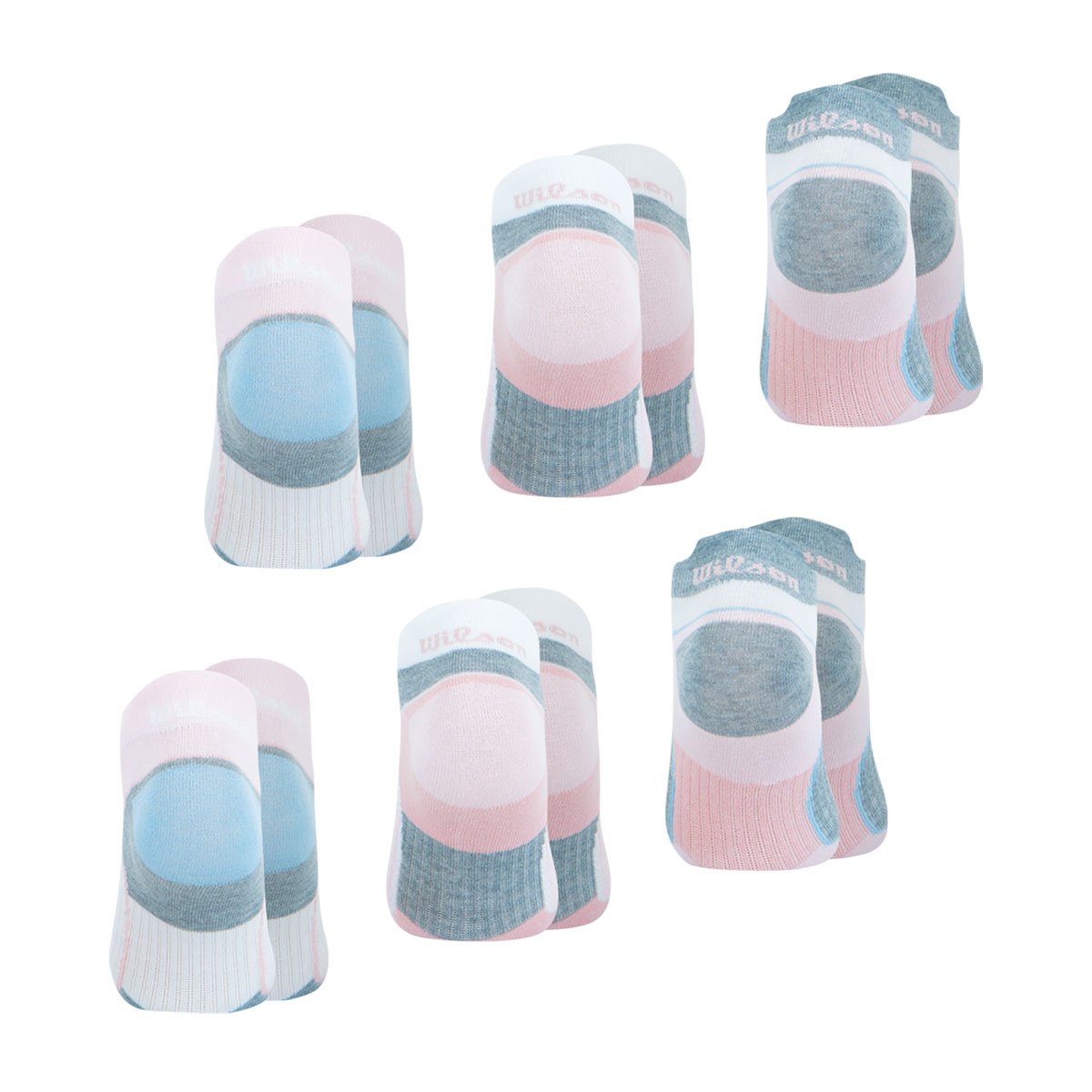 Chaussettes basses, Lot de 6 paires, SPORT blanc-gris-rose-blanc-gris-rose, WILSON