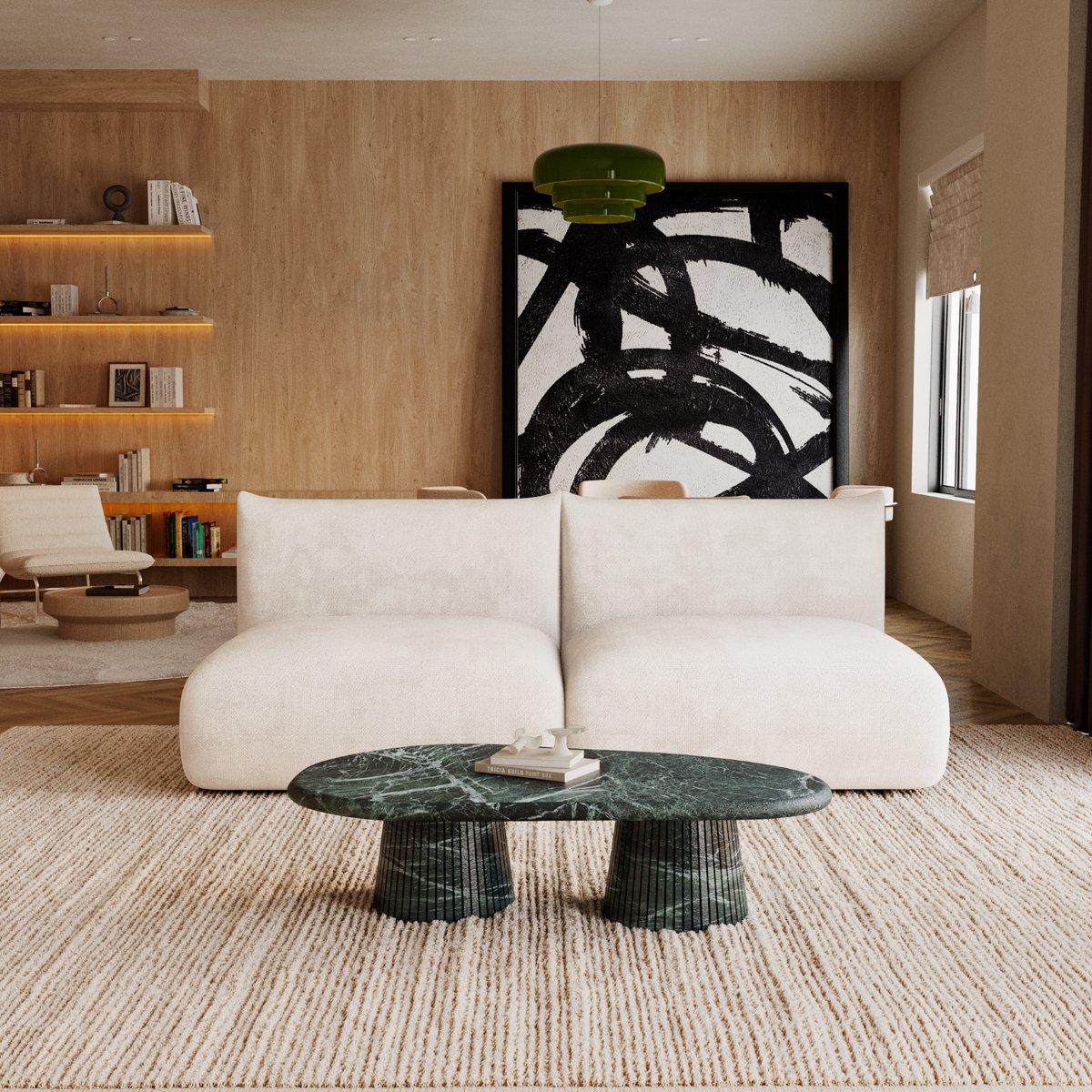 Canapé modulable 3 places en velours chenillé NOOMA crème, SIA HOME