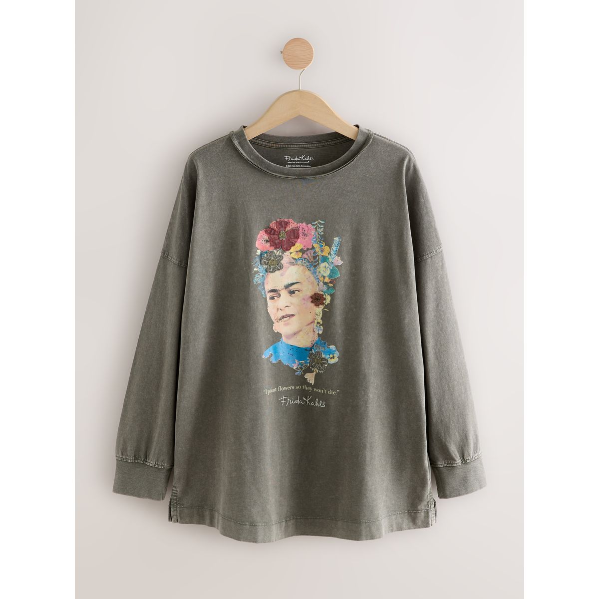 T-shirt manches longues graphique frida kahlo gris anthracite, NEXT