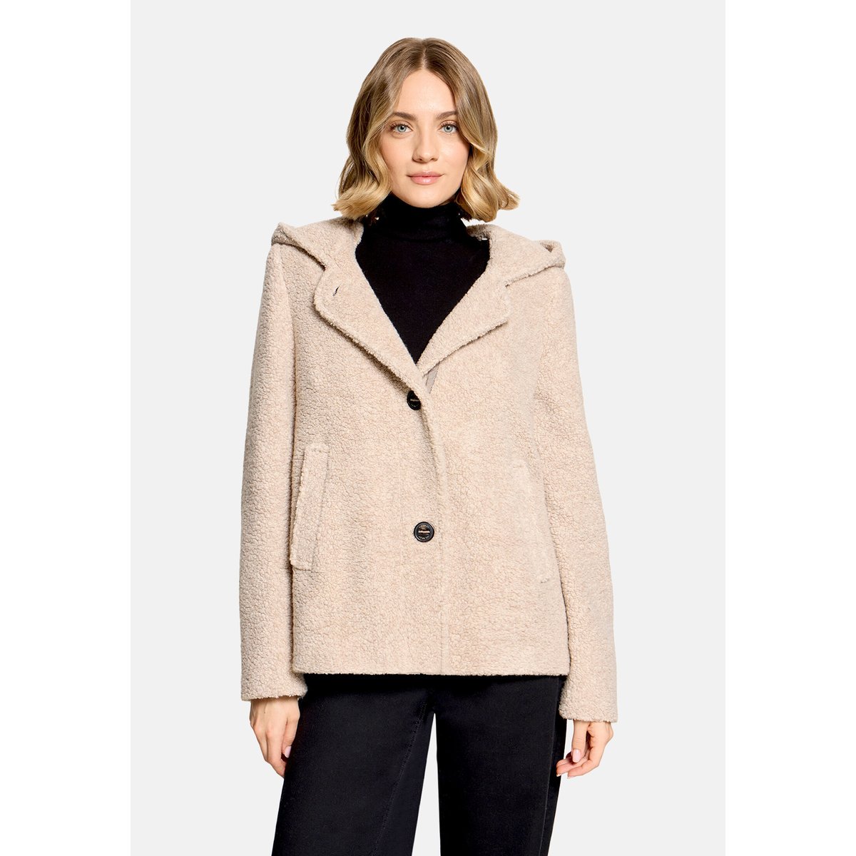Veste en laine à capuche light sand, GIL BRET