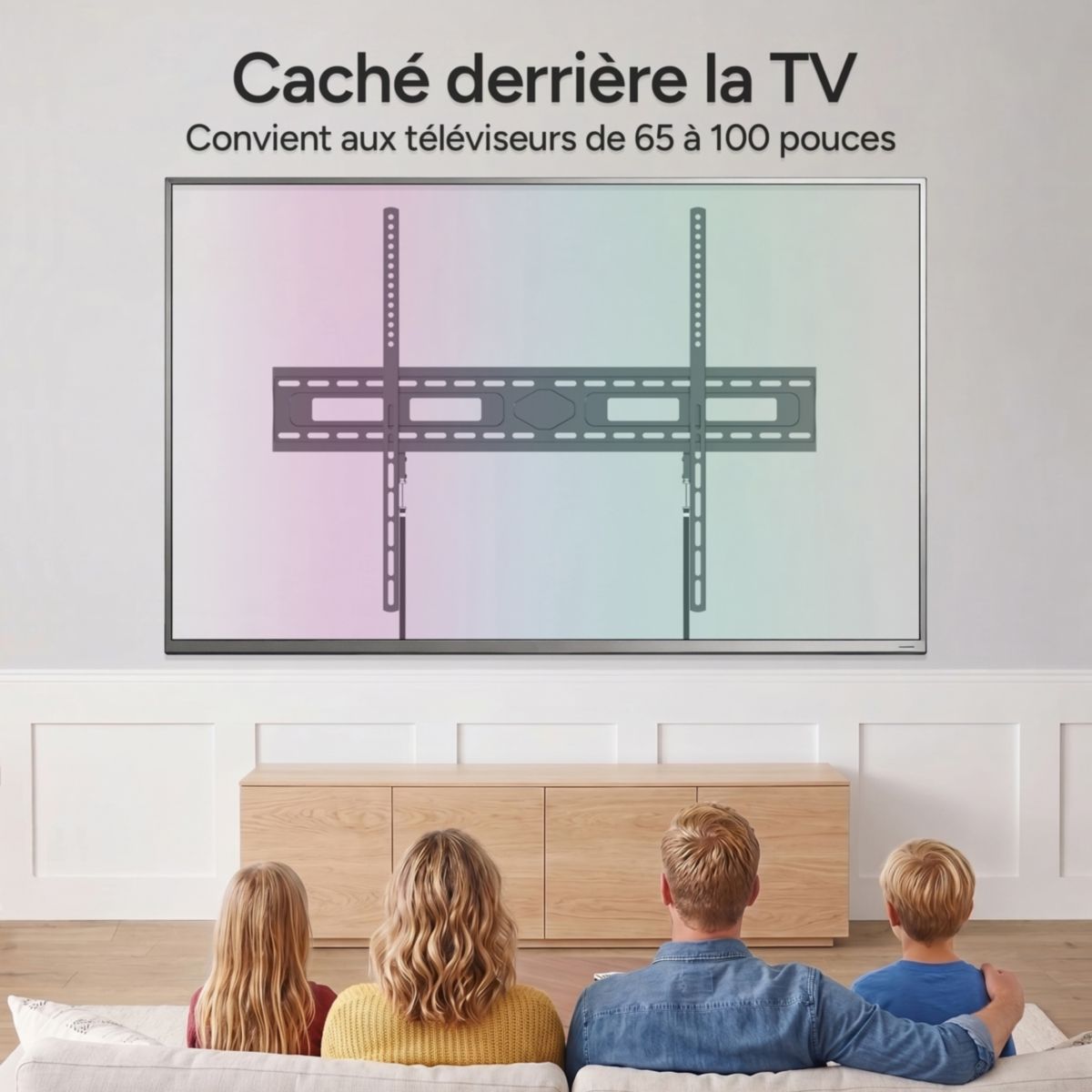 Support mural TV télé fixe 65''-100'' couleur unique, LISTO