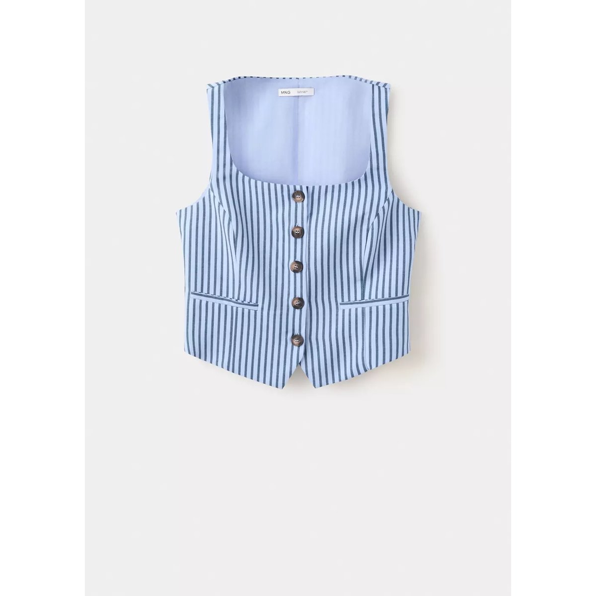 Gilet boutons à rayures bleu ciel, MANGO