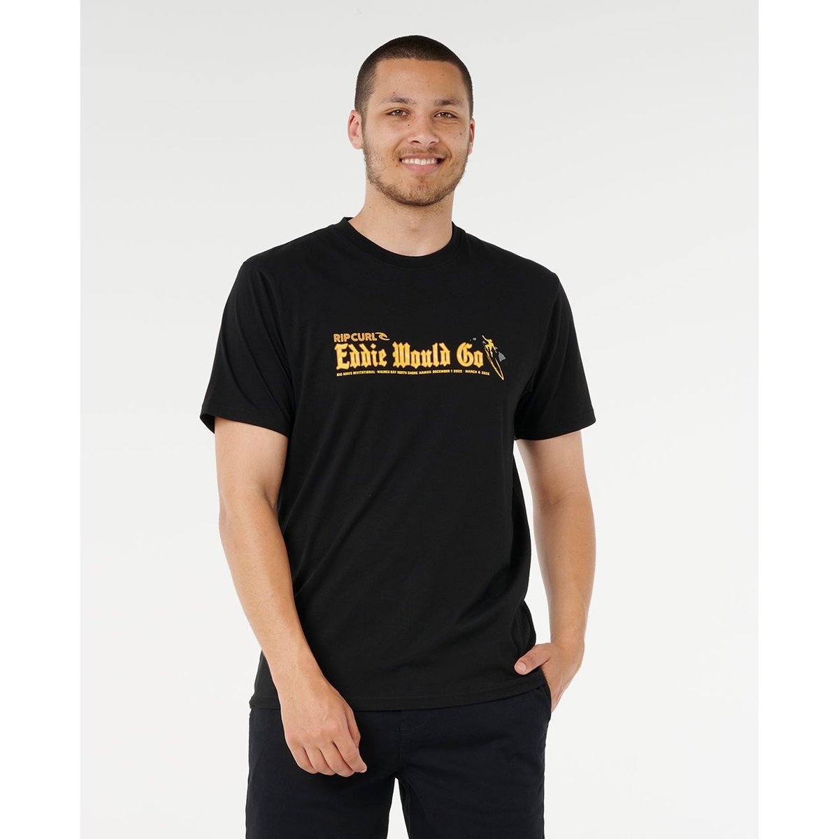 T-shirt Eddie Would Go Sticker noir, RIP CURL