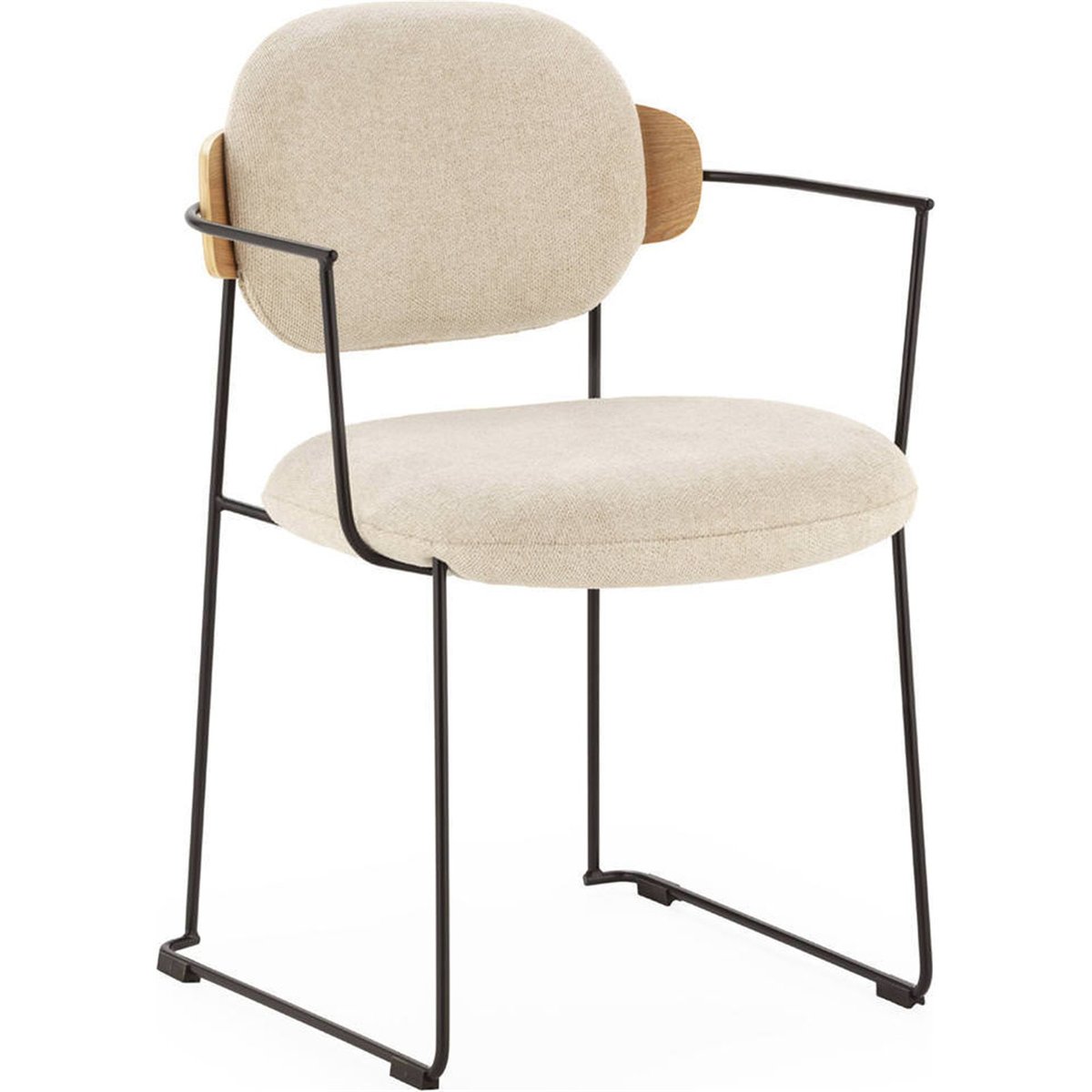 Chaise contemporaine en tissu et métal noir, naturel et blanc, RECOLLECTION