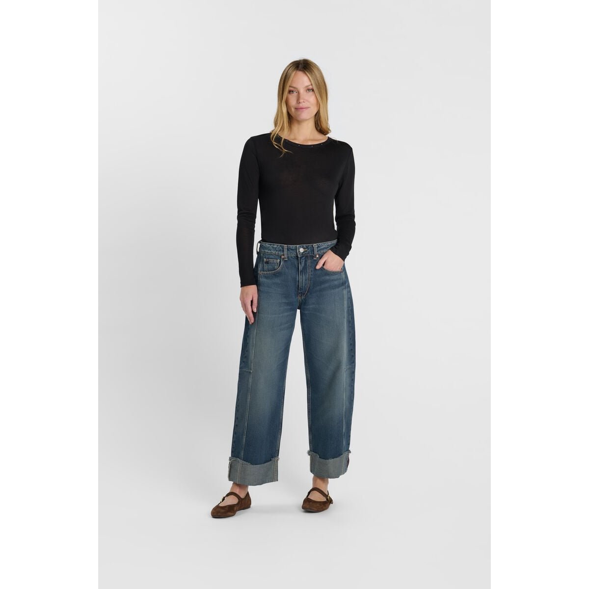 Jeans loose, large LEAL, longueur 34 blue, LE TEMPS DES CERISES