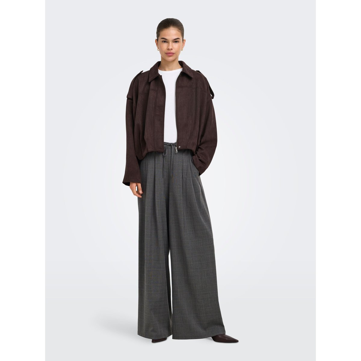 Pantalon À Jambe Large dark grey melange, ONLY