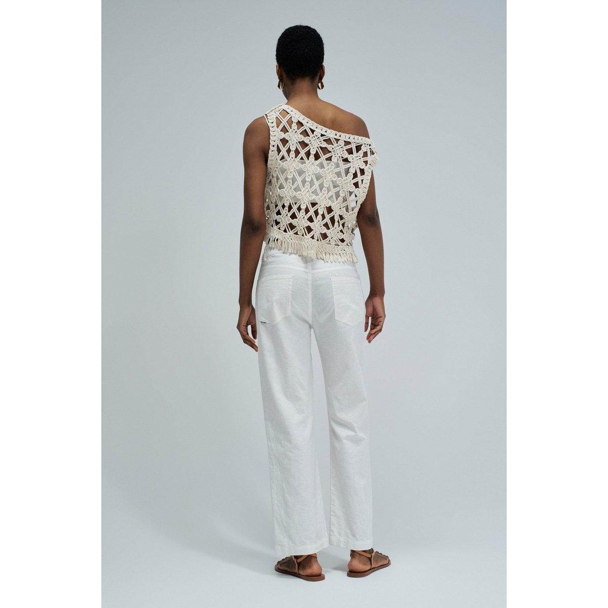 PANTALONS DROITS EN LIN blanc, SALSA JEANS