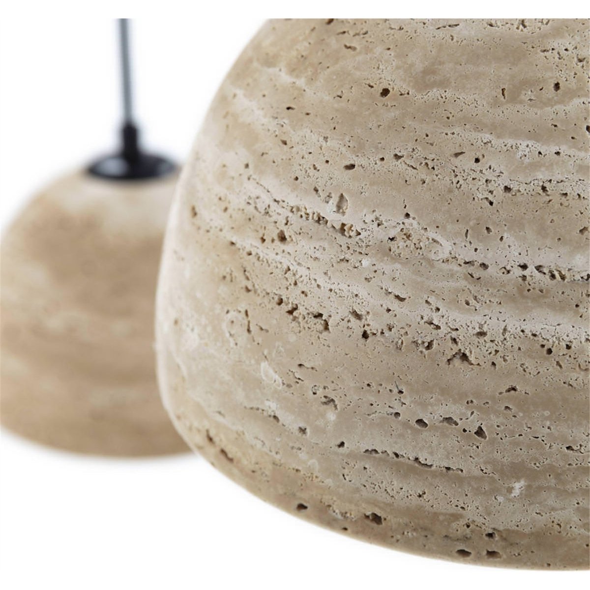 Lampe d'architecte en marbre travertin beige et noir mat, RECOLLECTION