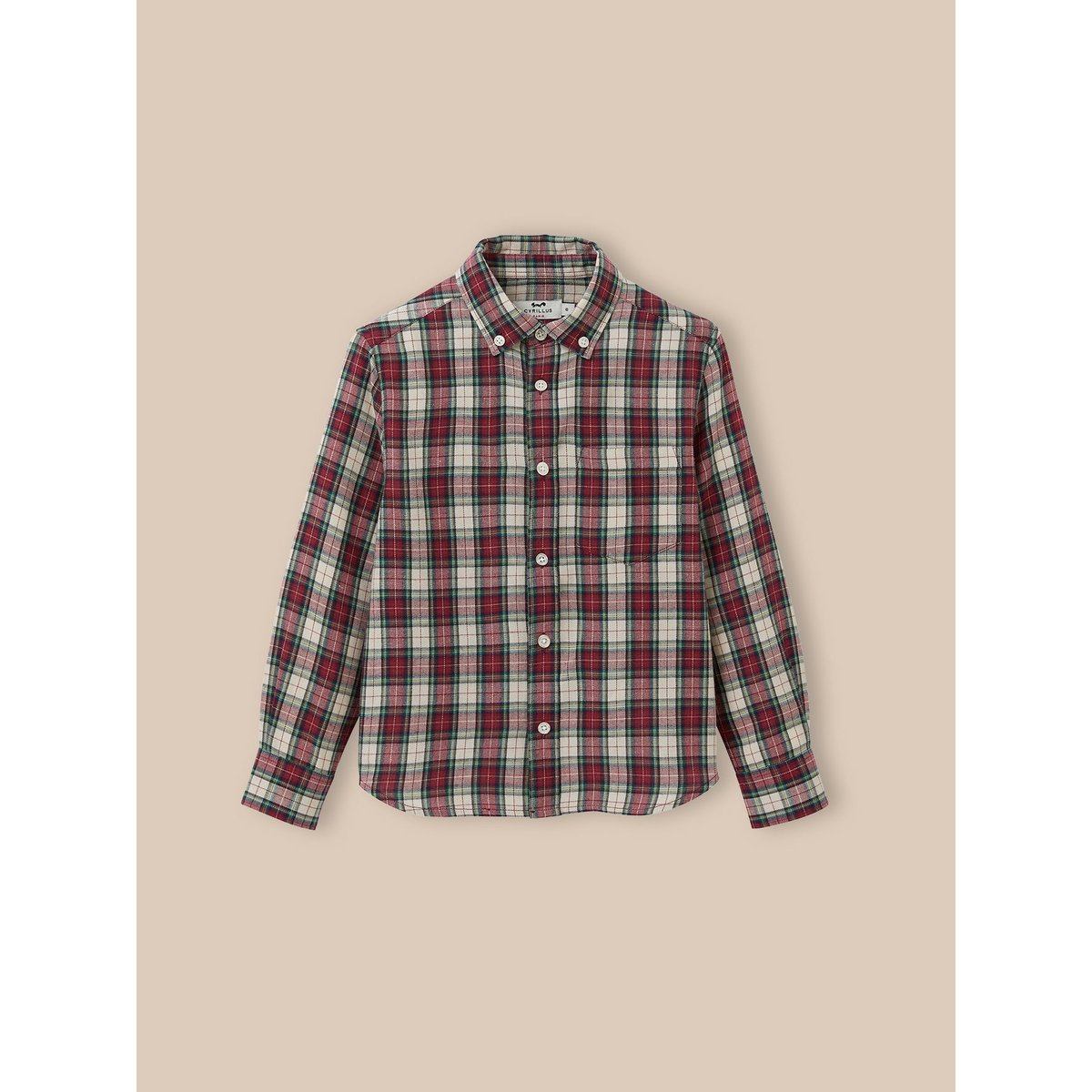 Chemise flanelisée carreaux ecossais rouge, CYRILLUS