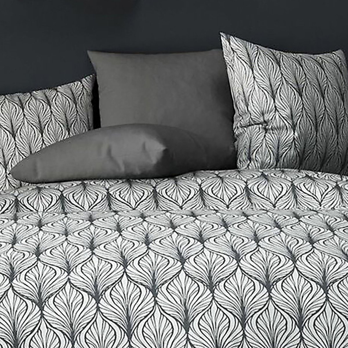 Parure housse de couette en microfibre, MUCHA gris, C DESIGN HOME TEXTILE
