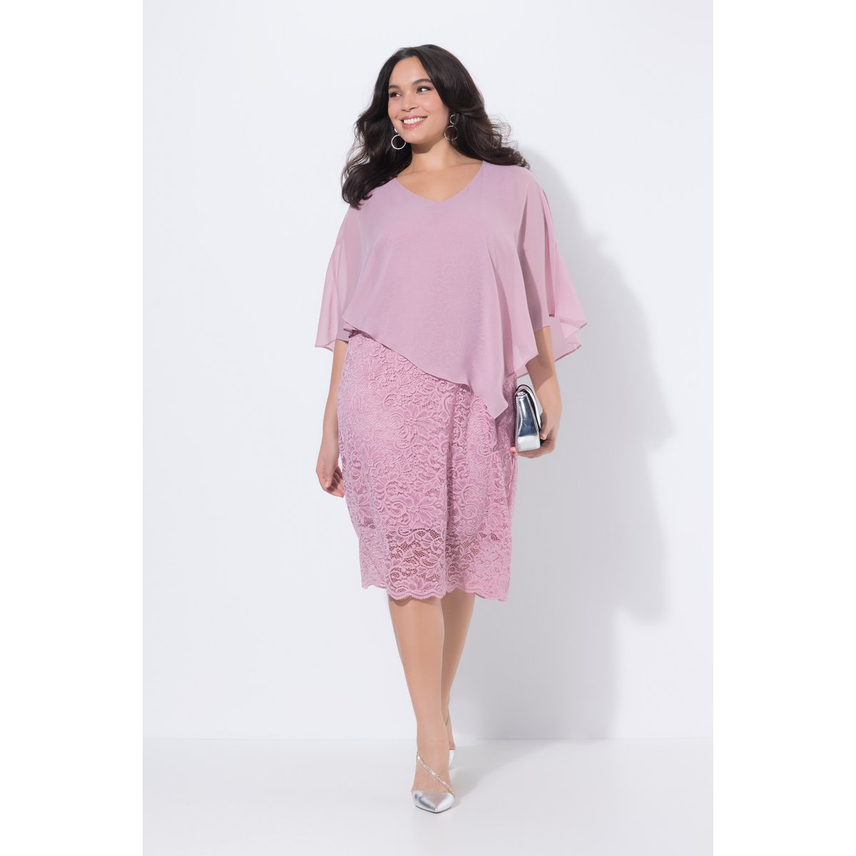 Robe de soirée en jersey. Cape vieux rose, ULLA POPKEN