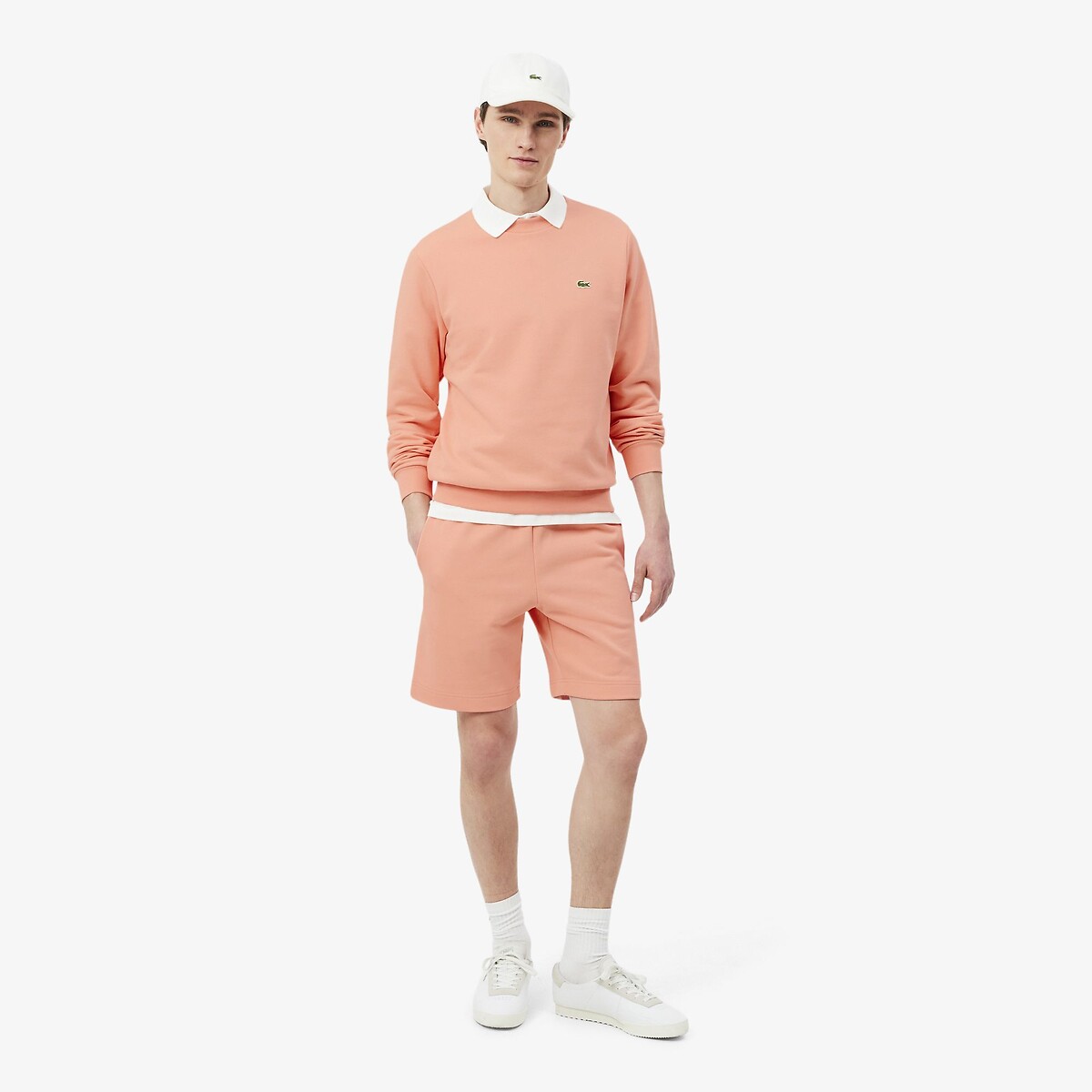 Klassiek sweatshirt in molton zalm, LACOSTE