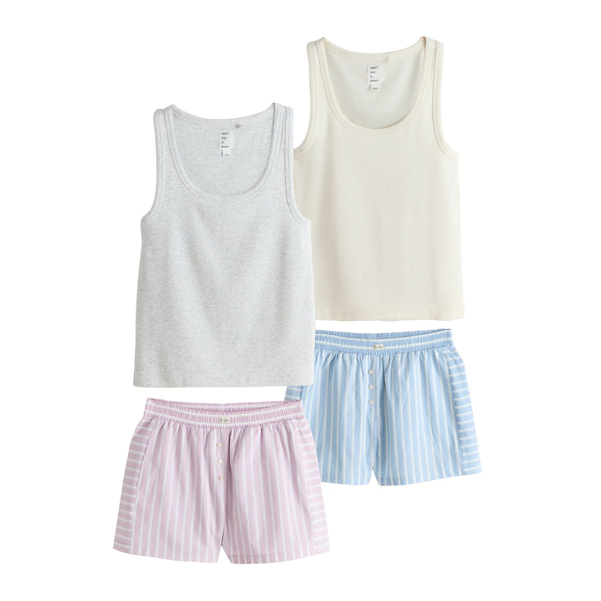 Pyjama short et débardeur côtelé, lot de 2 multicolore, NEXT