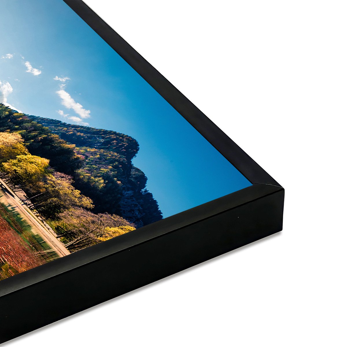 Affiche encadrée lac de montagne en automne affiche + cadre en métal - noir, HEXOA