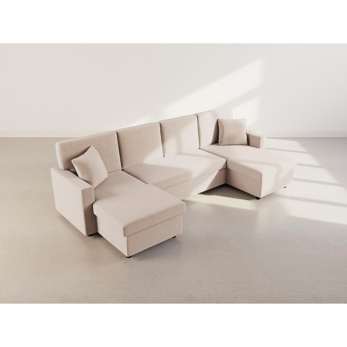 Canapé Panoramique Convertible 7 places - MEIYA beige, BEST MOBILIER