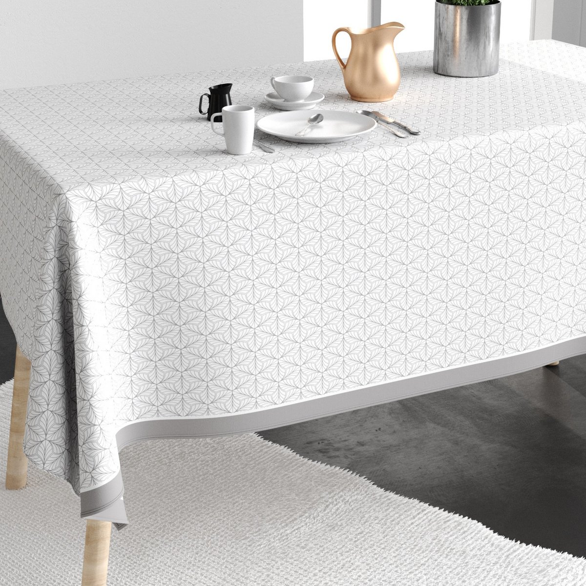 Nappe rectangulaire anti tache Coton Frakta Gris gris, EDEN