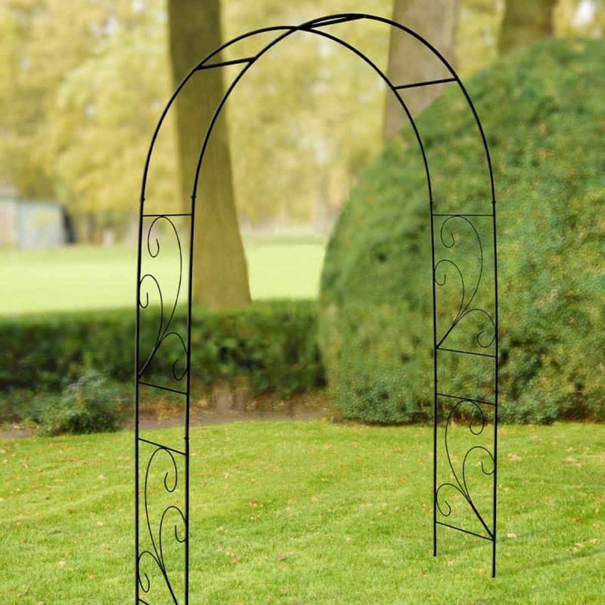 Arche en métal motifs volutes 218 cm couleur unique, ESSCHERT DESIGN