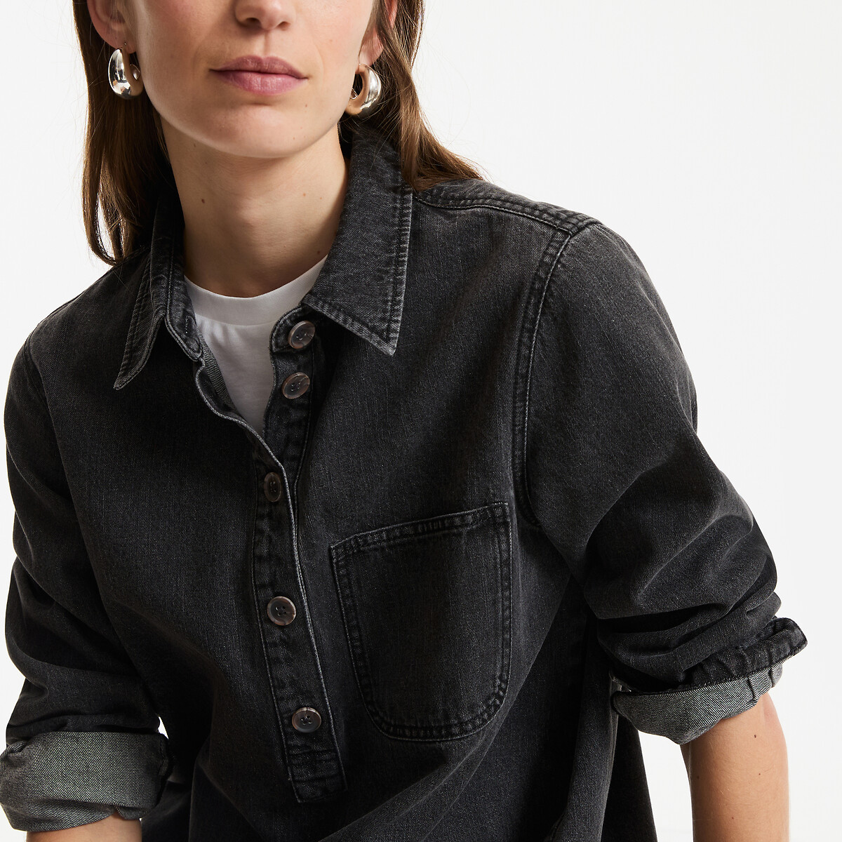 Robe courte en denim, Signature ALBANE noir délavé, LA REDOUTE COLLECTIONS