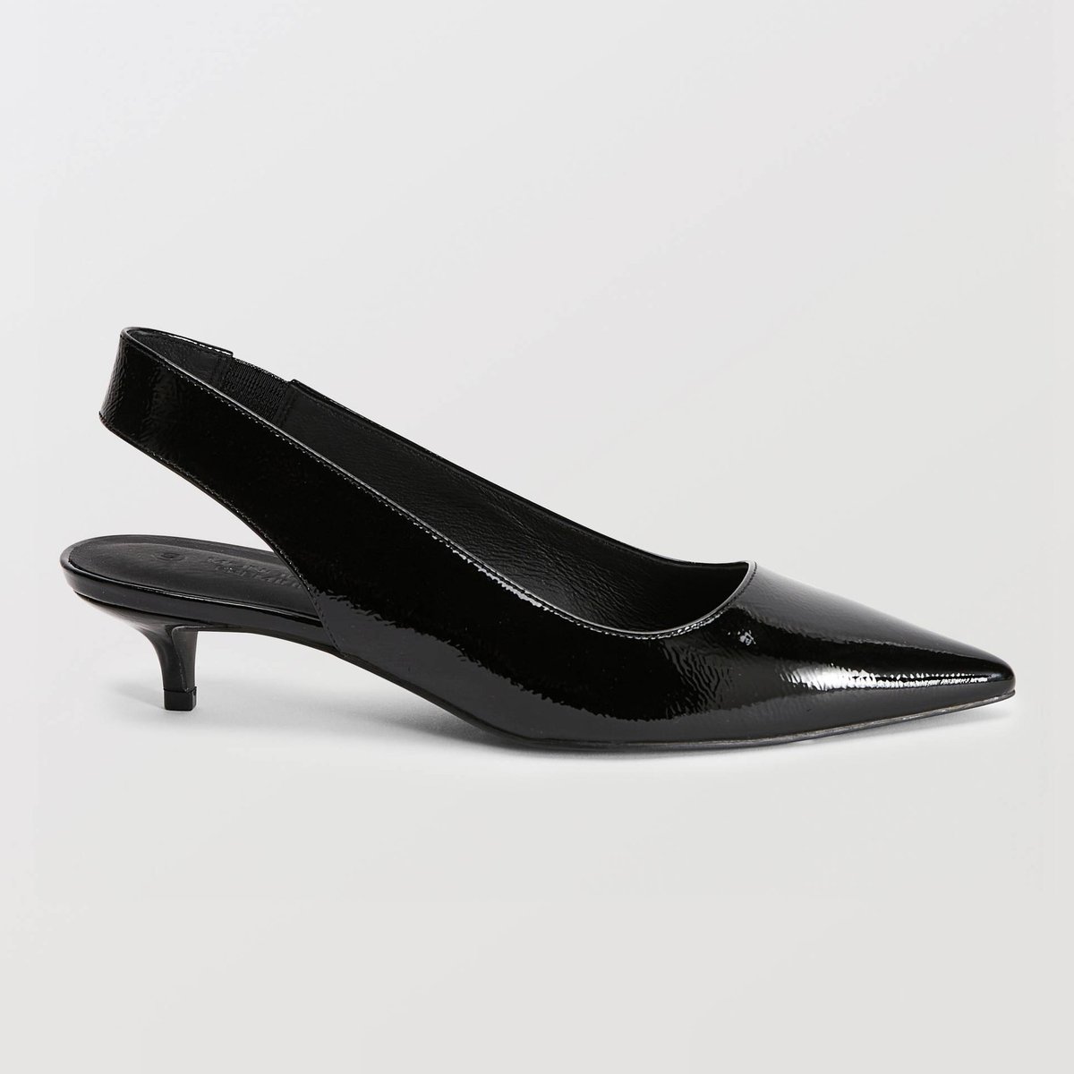 Slingback en cuir noir, MONOPRIX