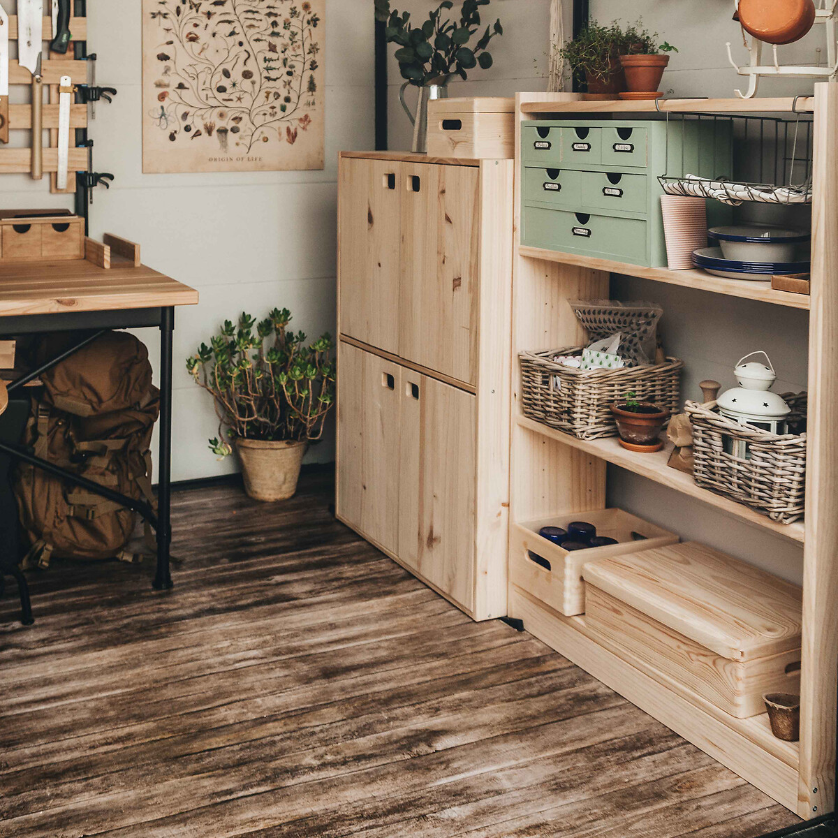 Etagère pin massif GALA-121X80 bois clair, EUROPE & NATURE