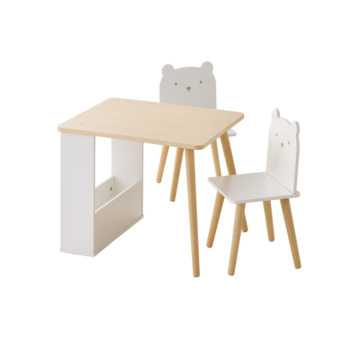 Set table et 2 chaises ourson blanc, VERTBAUDET